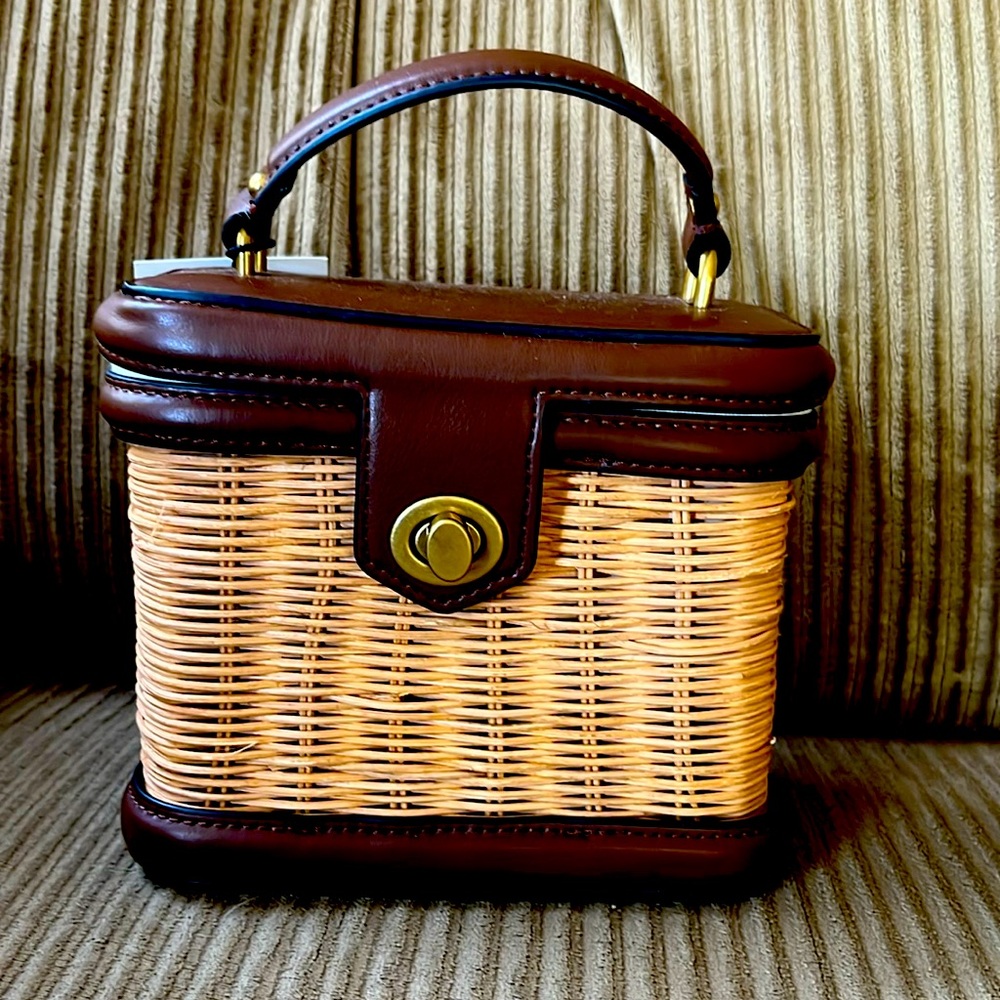 Zara Brown and Tan Woven Shoulder Bag